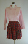オリジナル ピンクスクールブラウス 長袖・丸衿
