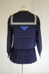 オリジナル冬紺セーラー服上下セット(前ファスナー・スクール・学校制服・スカーフ付)、後ろ