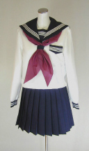 オリジナル冬クリームセーラー服上下セット(スクール・学校制服・スカーフ付)、40cm丈
