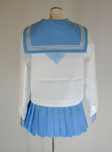 オリジナル冬クリーム水色セーラー服上下セット(スクール・学校制服・スカーフ付)、後ろ