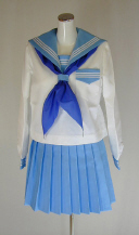 オリジナル冬クリーム水色セーラー服上下セット(スクール・学校制服・スカーフ付)40cm丈