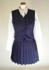 オリジナル紺ベスト・スカート制服上下セット(スクール・学校制服)、40cm丈