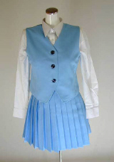 オリジナル水色ベスト・スカート制服セット(スクール・学校制服)、40cm丈