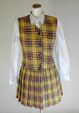 オリジナル黄×緑×赤ベスト・スカート制服セット(スクール・学校制服)、40m丈