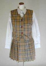 オリジナルバーバリーチェックベスト・スカート制服セット(スクール・学校制服)、40cm丈