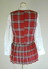 オリジナル赤×黒×白ギンガムチェックベスト・スカート制服セット(スクール・学校制服)、後ろ