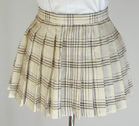 オリジナルクリーム×茶チェックプリーツスカート(30cm丈)