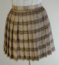 オリジナルクリーム×茶チェックプリーツスカート(30cm丈)