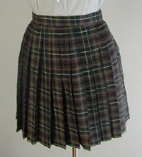 オリジナルグリーン×茶チェックプリーツスカート(30cm丈)