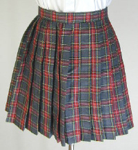オリジナルグレー×赤×黄チェックプリーツスカート(30cm丈)