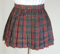 オリジナルグレー×赤×黄チェックプリーツスカート(30cm丈)