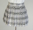 オリジナル白×黒×パープルチェックプリーツスカートスカート