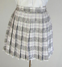 オリジナル白×黒×パープルチェックプリーツスカート(30cm丈)