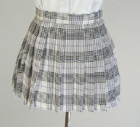 オリジナル白×黒×パープルチェックプリーツスカート(30cm丈)