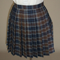 オリジナル紺×茶×グレーチェックプリーツスカート(30cm丈)
