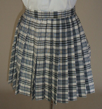 オリジナル白×水色×グレーチェックプリーツスカート(30cm丈)