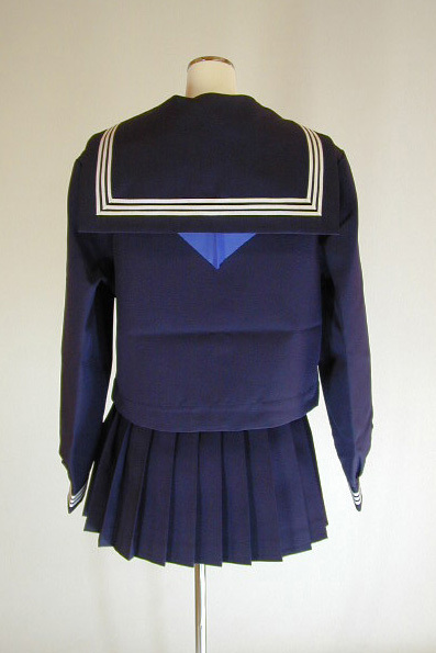 冬紺セーラー服上下セット(学販オリジナル・前ファスナータイプ・カフス付・学校制服・スカーフ付)後ろ