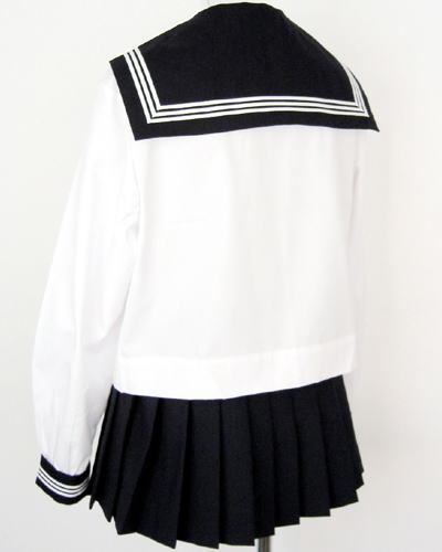 スクールパール 春夏セーラー服上下セット(前開き・長袖・学校制服)後ろ