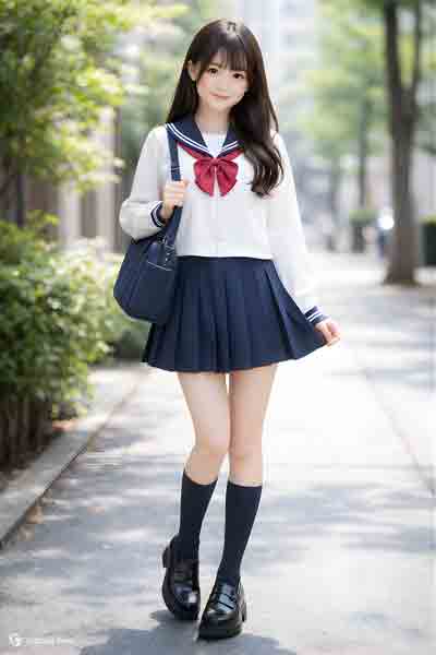 スクールパール 春夏セーラー服上下セット(前開き・長袖・学校制服)前2イメージ