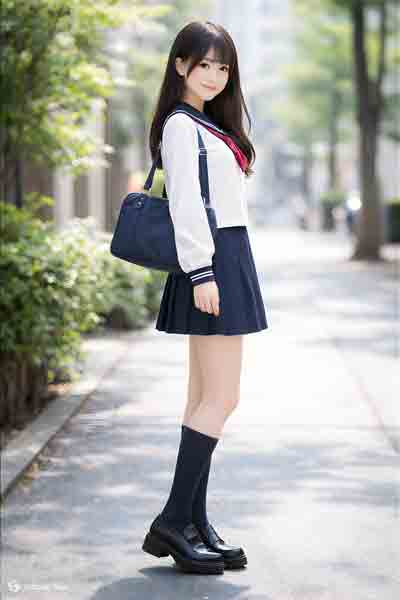スクールパール 春夏セーラー服上下セット(前開き・長袖・学校制服)横イメージ