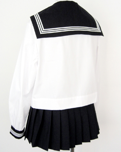 スクールパール 春夏セーラー服上下セット(かぶりタイプ・長袖・学校制服)後ろ