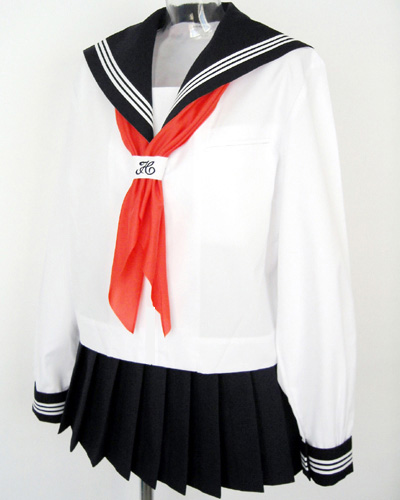スクールパール 春夏セーラー服上下セット(かぶりタイプ・長袖・学校制服)斜め